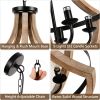 Solid Wood Modern Chandelier For Dining Room, Living Room, Kitchen, Island, Bedroom, Foyer, Height Adjustable, Brown Unavailable Platforms- Welfe