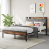 Full Size Bed Frame Storage Headboard With Charging Station