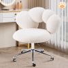 Teddy Fabric Vanity Chair With Wheel