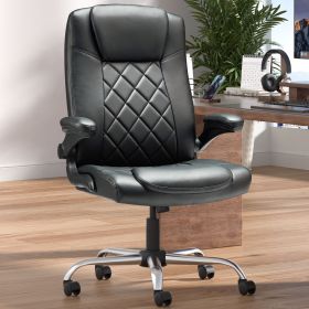 Leather Executive Office Chair With Arm & Rocking Function (Option: Blsck)