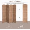 6FT Tall 4-Panel Wicker Weave Room Divider