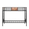 Twin Over Twin Size Metal Bunk Bed With Double Safety Guard Rails