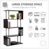5-Tier Bookcase S-Shaped Wooden Storage Shelf