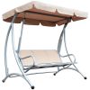 3-Person Outdoor Swing Chair Bench With Stand And Adjustable Canopy