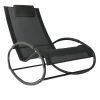 Outdoor Chaise Rocking Lounger With Headrest Pillow