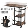 Mobile Nightstand Adjustable 3-Tier C-Shaped Side Table With Casters