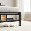 Twin Size Heavy Duty Platform Bed Frame With Headboard, USB Charging Station, LED Light