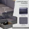 7 Piece Wicker Patio Sectional Sofa With Cushions & Tempered Glass Coffee Table