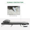 5 Position Folding Sleeper Chair Pillow Steel Frame Dark Grey