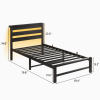 Twin Size Heavy Duty Platform Bed Frame With Headboard, USB Charging Station, LED Light