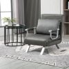 5 Position Folding Sleeper Chair Pillow Steel Frame Dark Grey