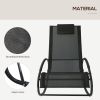 Outdoor Chaise Rocking Lounger With Headrest Pillow