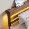 Twin Size Heavy Duty Platform Bed Frame With Headboard, USB Charging Station, LED Light