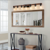 50 Rustic 7-Light Vanity Light, Industrial Bathroom Wall Sconce With Glass Shades And Wood Accent, Modern Farmhouse Lighting Fixture No Bulbs