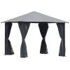 10'x10' Outdoor Patio Gazebo With Mesh Sidewalls And Privacy Curtains
