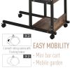 Mobile Nightstand Adjustable 3-Tier C-Shaped Side Table With Casters