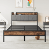Full Size Bed Frame Storage Headboard With Charging Station