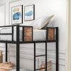 Twin Over Twin Size Metal Bunk Bed With Double Safety Guard Rails
