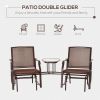 2-Seat Outdoor Glider Swing With Center Coffee Table
