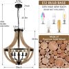 Solid Wood Modern Chandelier For Dining Room, Living Room, Kitchen, Island, Bedroom, Foyer, Height Adjustable, Brown Unavailable Platforms- Welfe