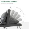 5 Position Folding Sleeper Chair Pillow Steel Frame Dark Grey
