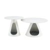 Set Of 2 Coffee Round Tables With A Marble-look Top And Steel Base