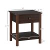 Dark Brown Nightstand With Drawer And Shelves