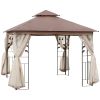 10' X 10' Outdoor Patio Gazebo Canopy With 2-Tier Polyester Roof