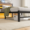 Twin Size Heavy Duty Platform Bed Frame With Headboard, USB Charging Station, LED Light