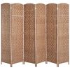 6 Panel Wicker Room Divider 6' Tall Privacy Screen