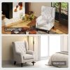 Cream White High Back Accent Chair With Wooden Legs