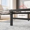 Queen Size Platform Bed Frame With Rustic Vintage Wood Headboard