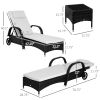 3 Piece Wicker Lounge Chair Set Outdoor Loungers With Armrests