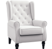 Cream White High Back Accent Chair With Wooden Legs