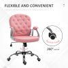 Vinsetto Vanity PU Leather Tufted Swivel Office Chair, Pink