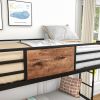 Twin Over Twin Size Metal Bunk Bed With Double Safety Guard Rails