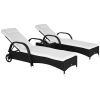 3 Piece Wicker Lounge Chair Set Outdoor Loungers With Armrests