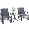 3 Piece Outdoor Glider Chair With Coffee Table And 2 Patio Chairs