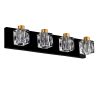 4-Light Matte Black Gold Bathroom Light Fixtures, Modern Vanity Lights With Crystal Glass Shade, Vintage Light Fixture Bathroom Over Mirror Wall