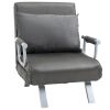 5 Position Folding Sleeper Chair Pillow Steel Frame Dark Grey