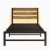 Twin Size Heavy Duty Platform Bed Frame With Headboard, USB Charging Station, LED Light