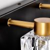 4-Light Matte Black Gold Bathroom Light Fixtures, Modern Vanity Lights With Crystal Glass Shade, Vintage Light Fixture Bathroom Over Mirror Wall