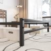 Queen Size Platform Bed Frame With Rustic Vintage Wood Headboard