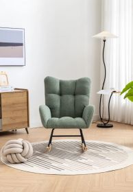 Soft Teddy Velvet Fabric Rocking Chair for Nursery (Color: Green)