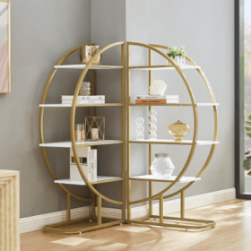 4 Tiers Open Bookshelf, Golden (Option: Golden)